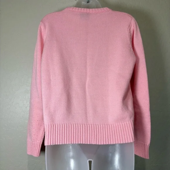Vintage Pink Sweater Bubblegum Pink Coquette VTG Jrs L - Picture 5 of 7